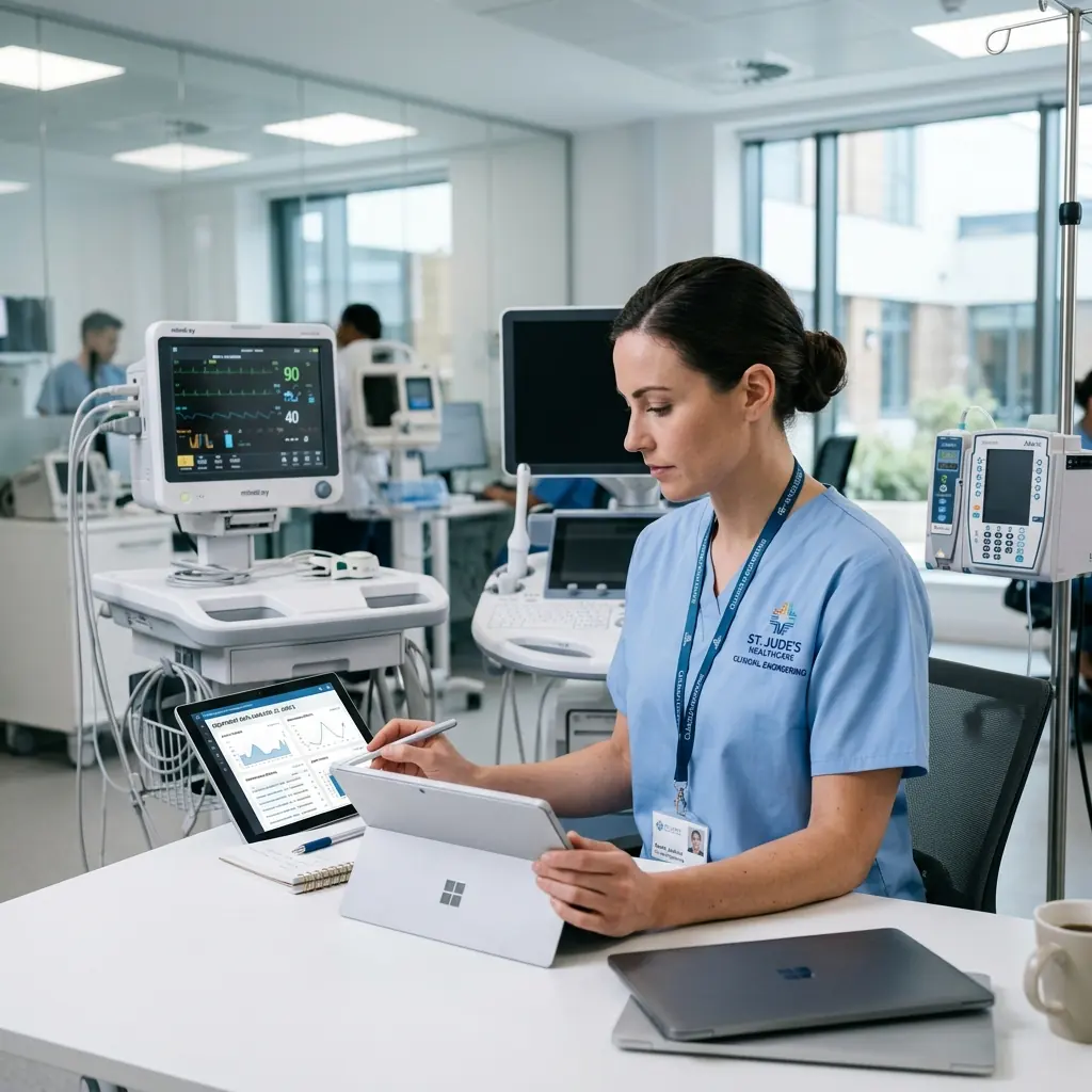 Equipamento hospitalar em manutenção técnica